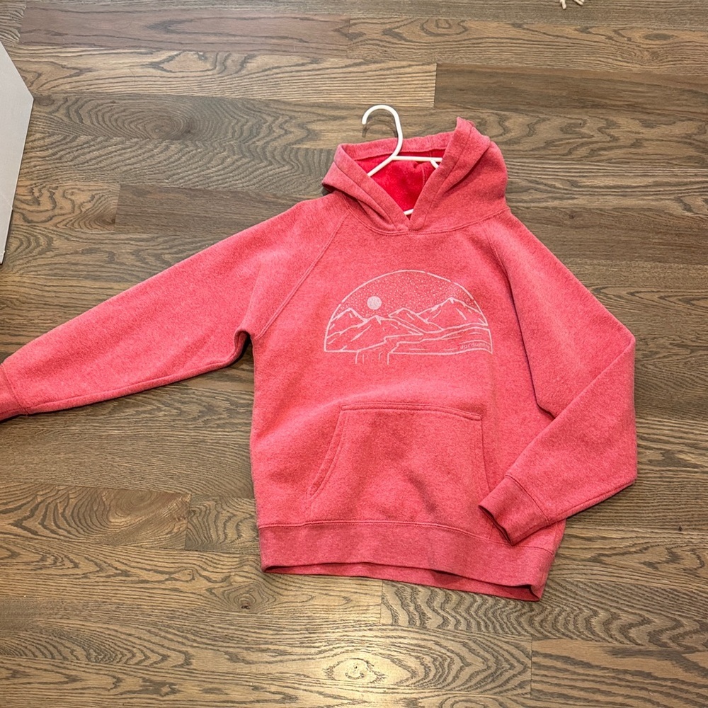 Kids Pink Hoodie with Mountain Design